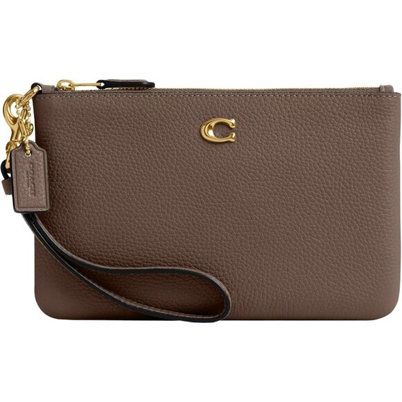 Women's Brown Small Wristlet Leather Casual Detachable Adjustable Wrist Strap - Picture 1 of 5
